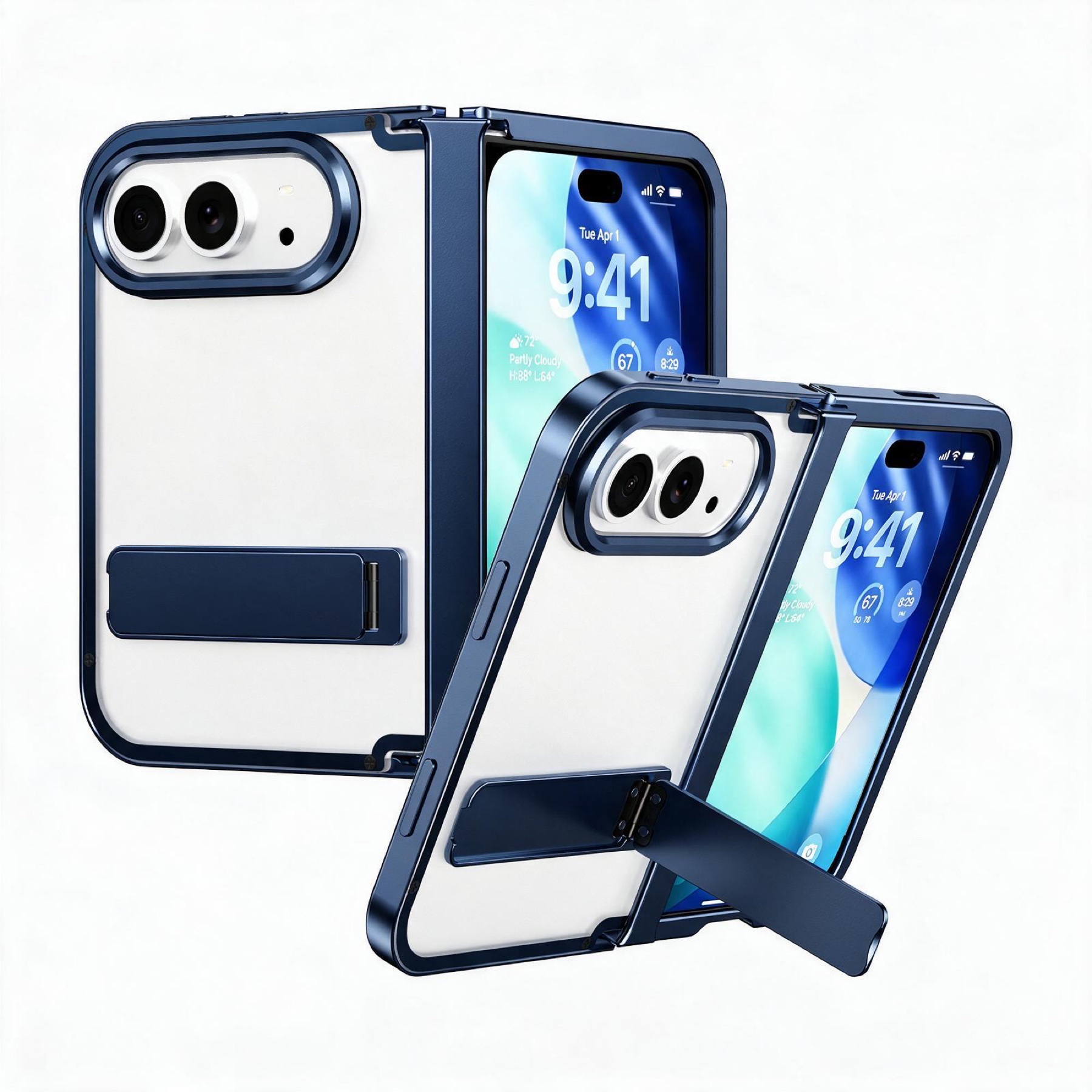 Blue Qstellao Duo Shadow folding phone case with integrated stand